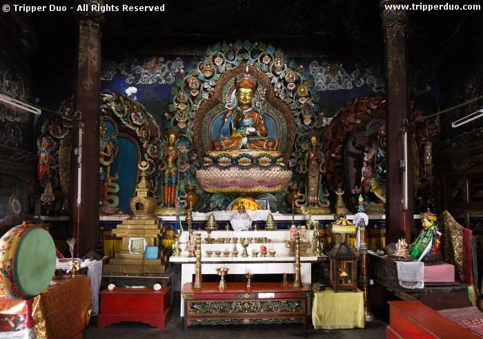 The first floor hall with Padmasambhava in the middle.